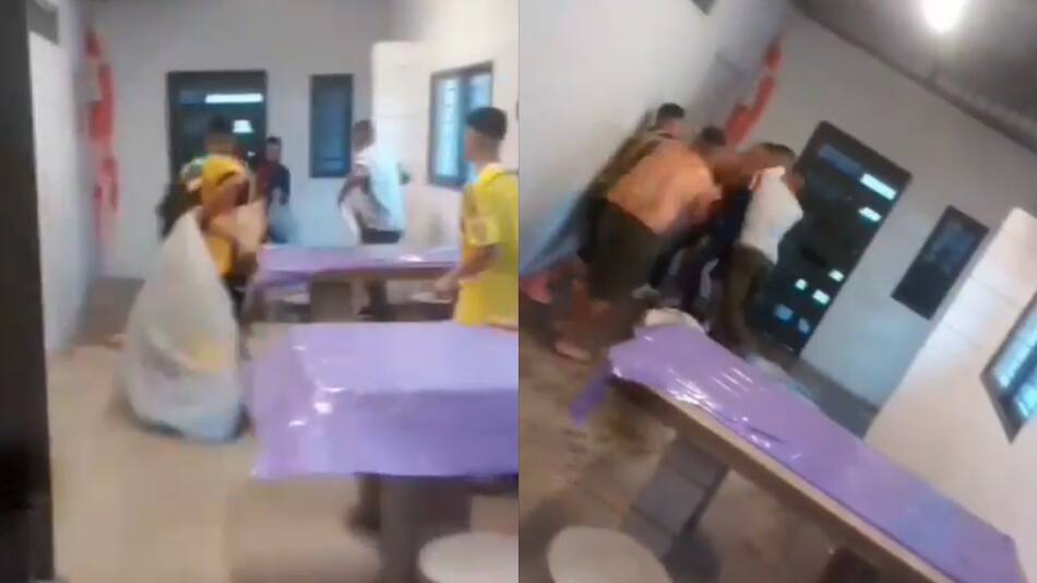 Pelea entre presos en Melchor Romero. Foto: Captura.