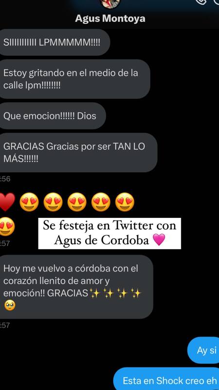 Los chats de Jimena Barón con la amiga de una fan de Taylor Swift. Foto: Instagram.