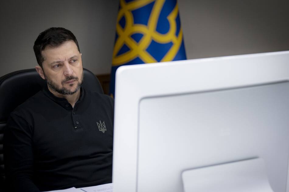 Volodimir Zelenski en la reunión de