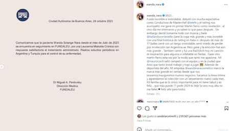 El balance de Wanda Nara. Foto: Instagram.
