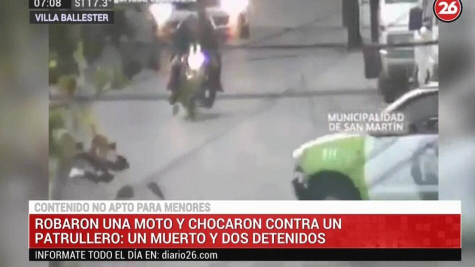 Choque de delincuentes contra patrullero en Villa Ballester, CANAL 26