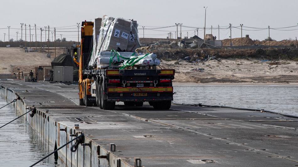 Muelle de ayuda humanitaria creado por EEUU en Gaza. Foto: Reuters