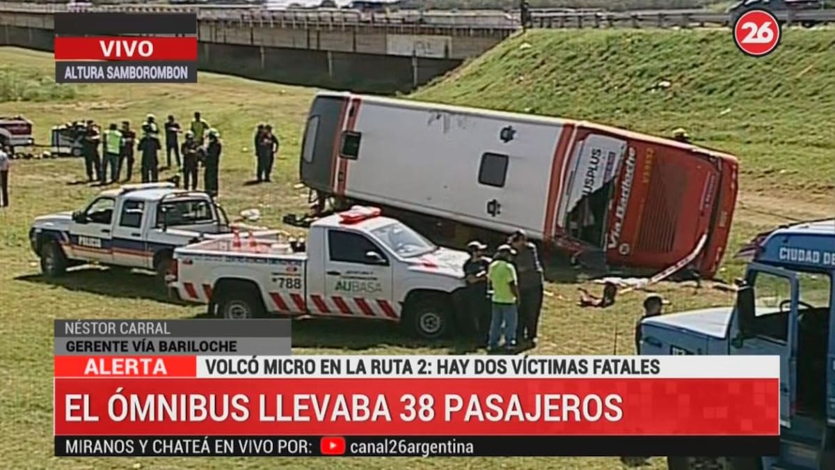 Volcó micro en Ruta 2, gerente empresa de micros, Canal 26