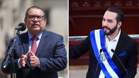 El ministro Alberto Otárola y Bukele. Foto: Andina