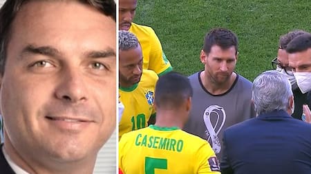 Flavio Bolsonaro y partido suspendido. Fotos: NA.