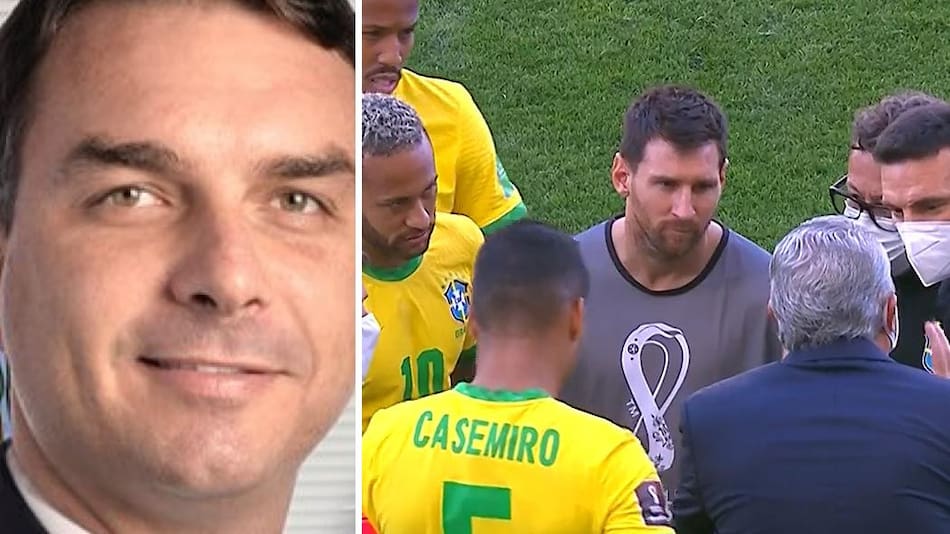 Flavio Bolsonaro y partido suspendido. Fotos: NA.