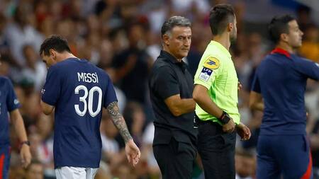 Christophe Galtier y Lionel Messi, PSG. Foto: REUTERS