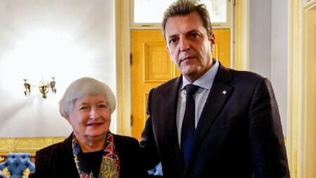 Sergio Massa y Janet Yellen. Foto: NA.