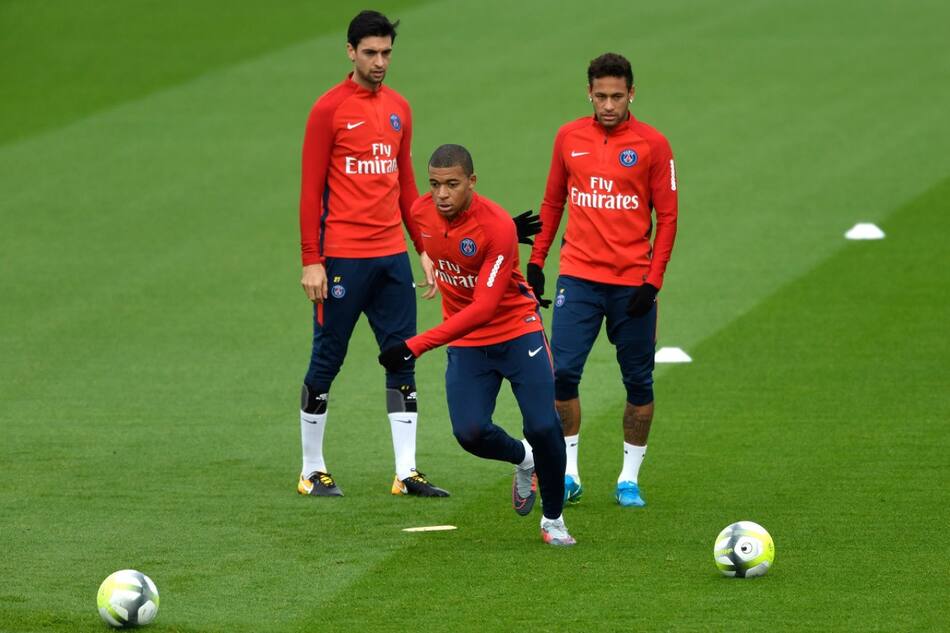 Kylian Mbappé, Javier Pastore y Neymar en PSG. Foto: NA.