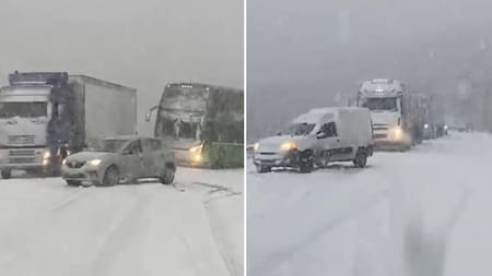 Nieve en la Ruta 40. Fotos: captura de video