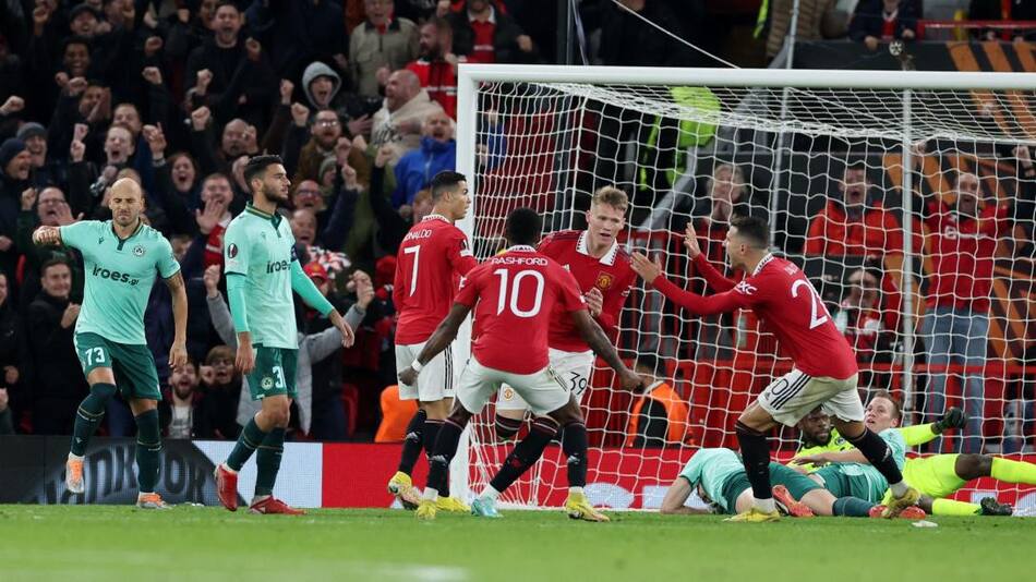 Gol de Scott McTominay contra Omonia por Europa League. Foto: Reuters.