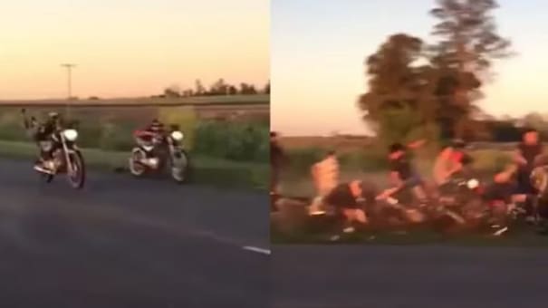 Video impactante: corrían picadas de motos y embistieron a un grupo de personas