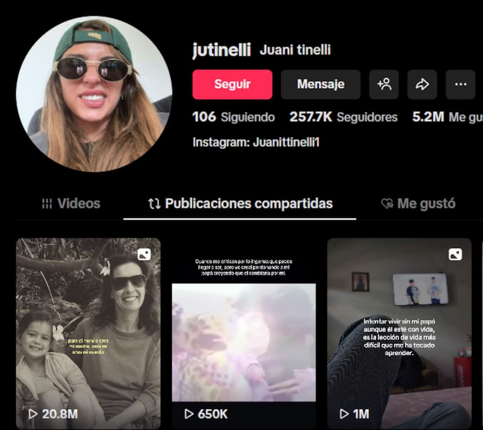 Los mensajes de Juana Tinelli en sus redes sociales.