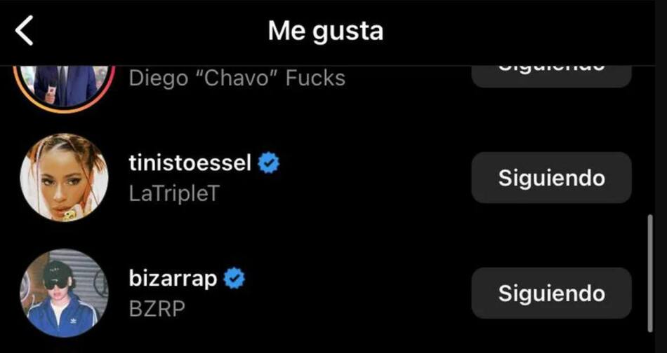 La reacción de Tini en el posteo. Foto: captura.