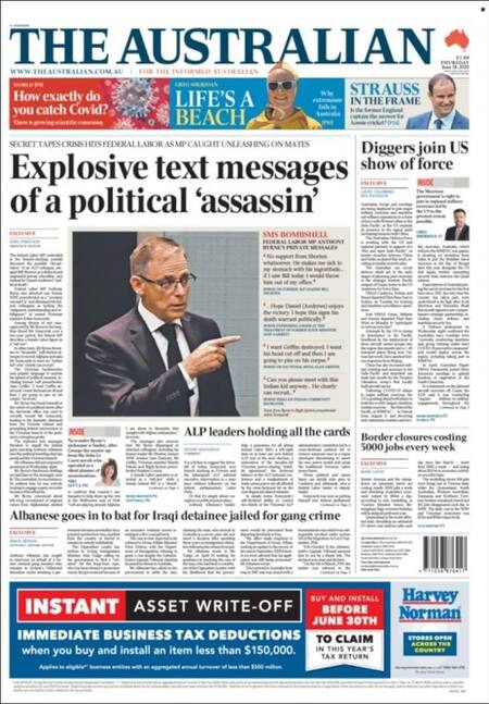 Tapas de diarios, Australia, jueves 18 de junio de 2020