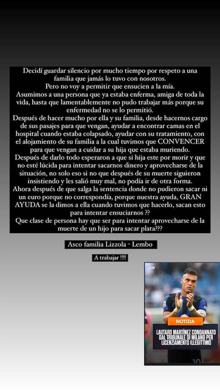 El comunicado de Agustina Gandolfo.