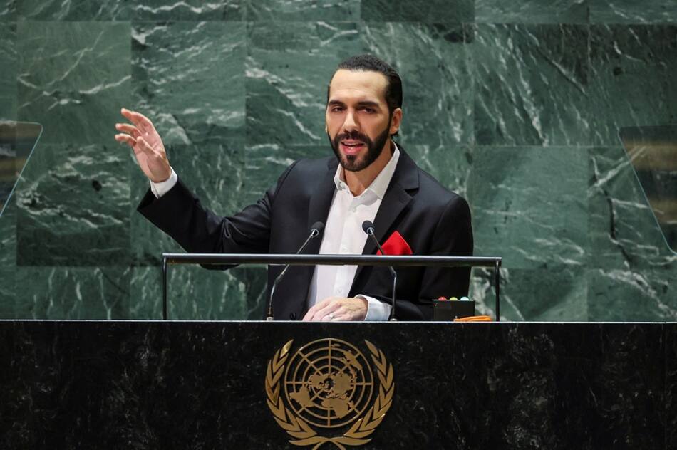 Nayib Bukele en la Asamblea General de la ONU. Foto: Reuters.