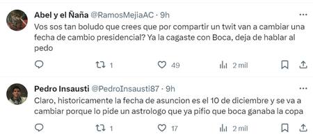 Los comentarios al posteo de Giorgio Armas. Foto: X.