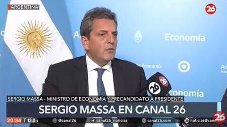 Sergio Massa en Canal 26. Foto: Captura de TV.