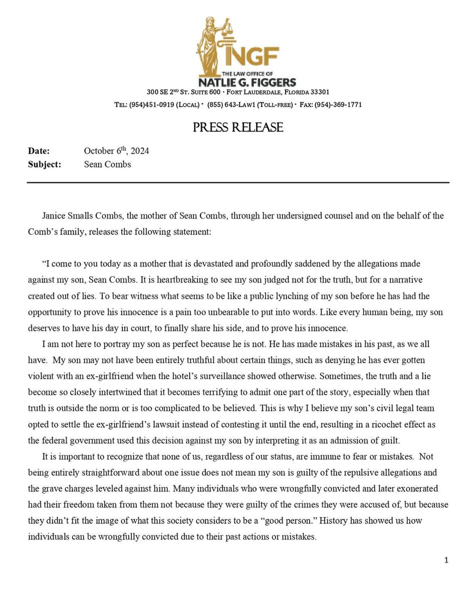 Comunicado de la mamá de Sean