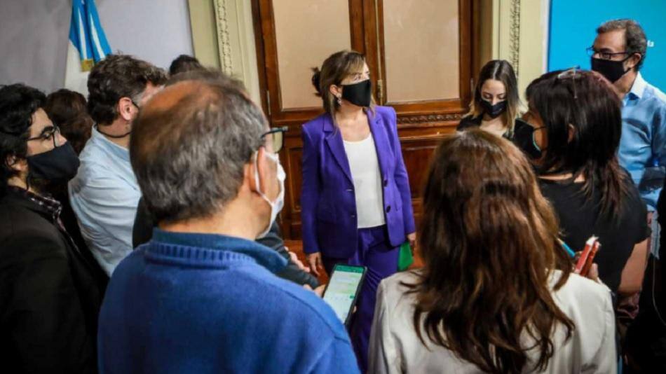 Cerruti con periodistas en Casa Rosada.