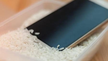 Celular en arroz, tecnología, teléfono. Foto: X