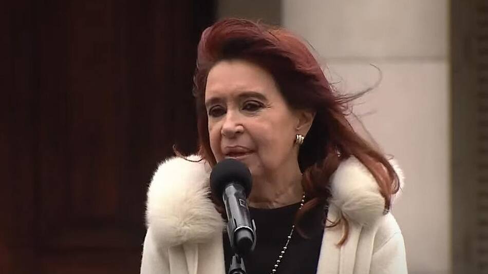 Cristina Fernández de Kirchner, vice presidenta de Argentina, foto captura video Gob. de Provincia