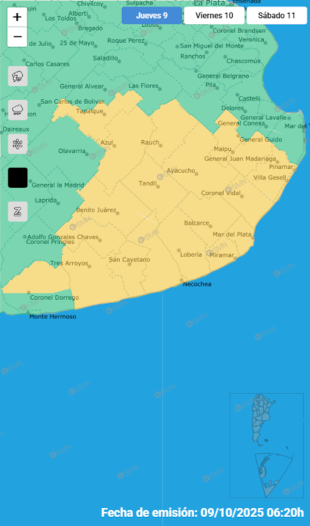 Alerta por vientos sobre Buenos Aires.