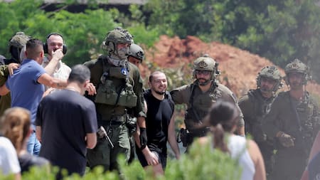 Rescate de cuatro rehenes israelíes. Foto: Reuters.