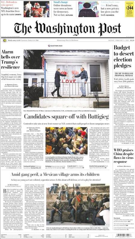 Tapas de Diarios, Washington domingo 9 de febrero de 2020