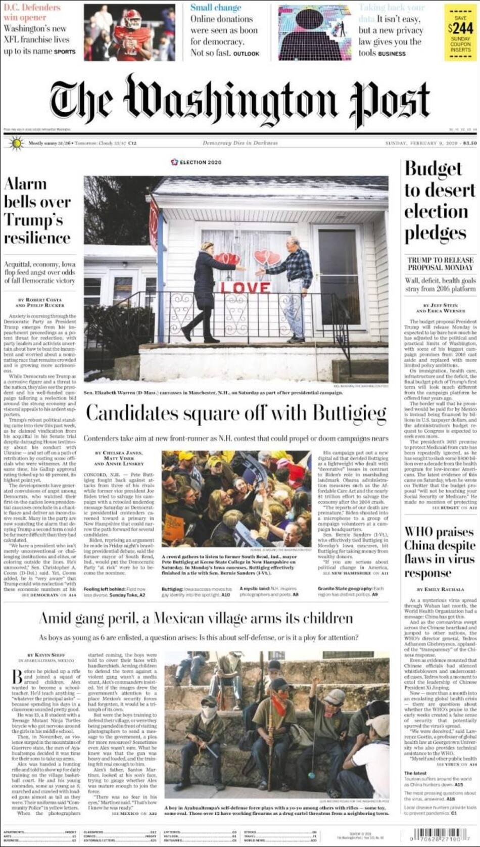 Tapas de Diarios, Washington domingo 9 de febrero de 2020