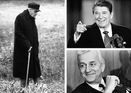 Hess, Reagan y von Weizsäcker, foto Bundesarchiv