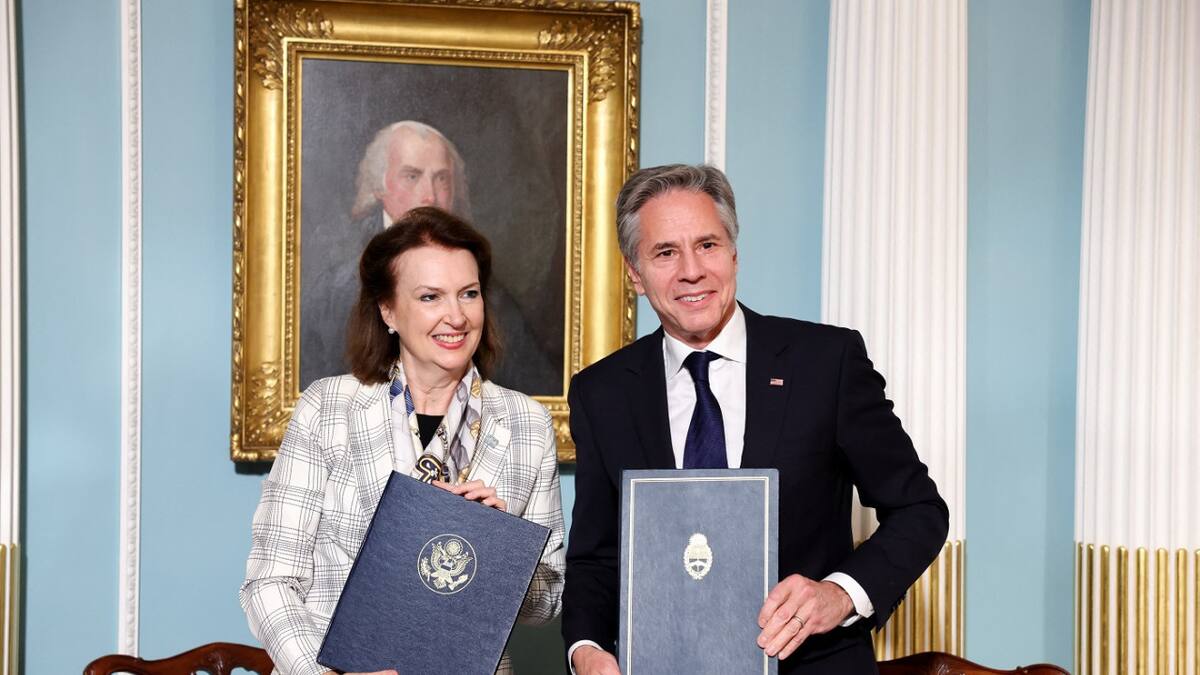 Diana Mondino y Antony Blinken. Foto: Reuters
