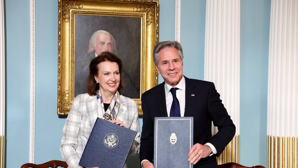 Diana Mondino y Antony Blinken. Foto: Reuters
