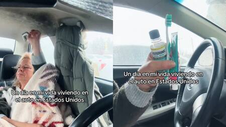 Argentina vive en su auto en Estados Unidos. Video: TikTok/angelinacuello73