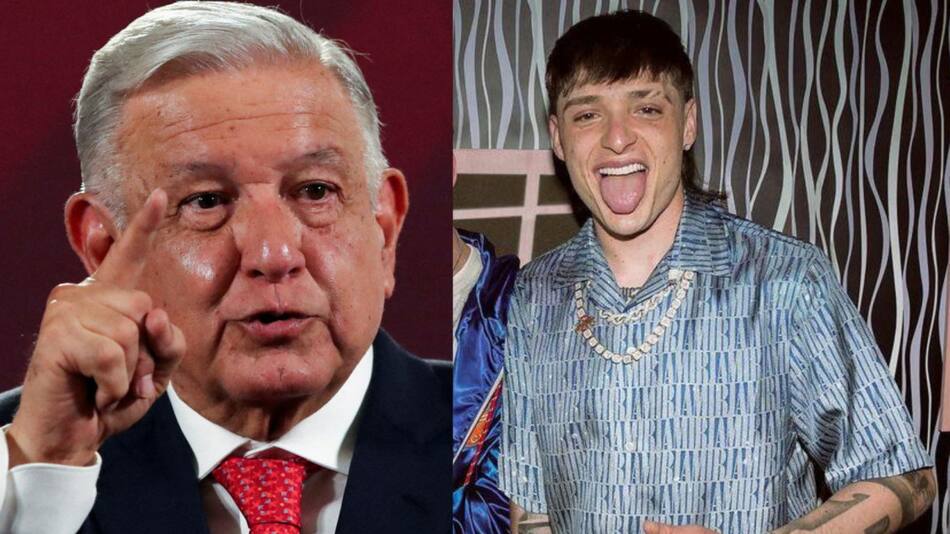 López Obrador, presidente de México y Peso Pluma. Foto: Reuters - Instagram @bizarrap