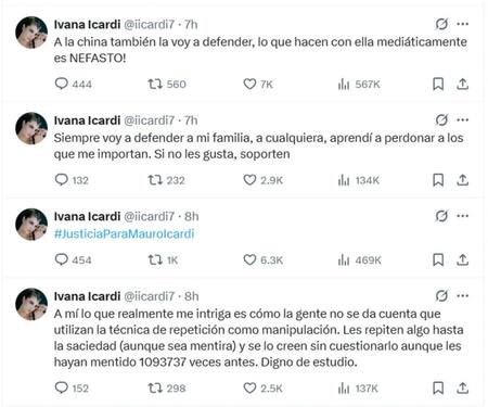 Ivana Icardi defendió a su hermano Mauro. Foto: X.