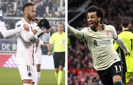 Neymar y Mohamed Salah. Foto: NA.