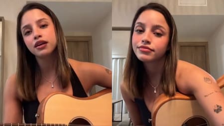Emilia Mernes sorprendió al cantar una balada con su guitarra y generó misterio con la letra: "Nunca me llegaste a amar"