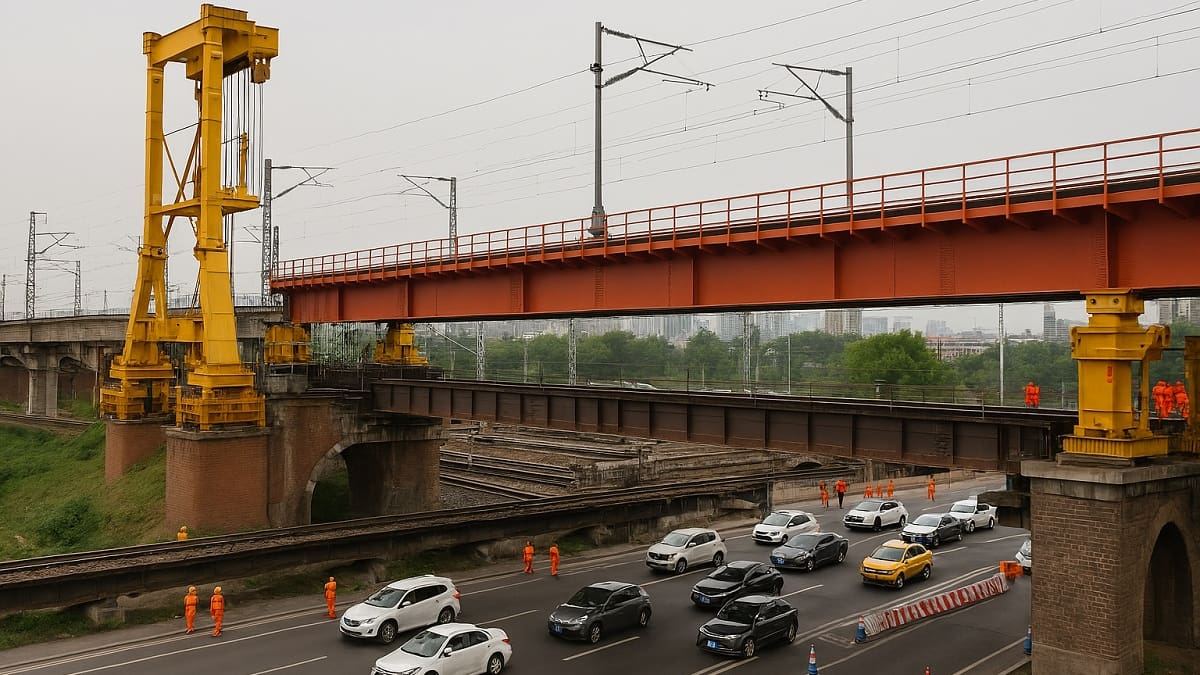 China reemplazó un viejo puente ferroviario de 650 toneladas en solo 24 horas: lo lograron sin detener el tráfico