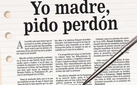 Carta de Myriam Renée Chavez, madre de Marcelo Balcedo