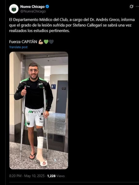 El posteo de Nueva Chicago. Foto: X.