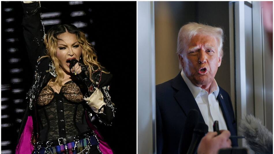 Madonna y Donald Trump. Fotos: NA-Reuters/Pilar Olivares - Reuters/Leah Millis
