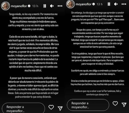 Las historias de Flor Moyano. Foto: Instagram.
