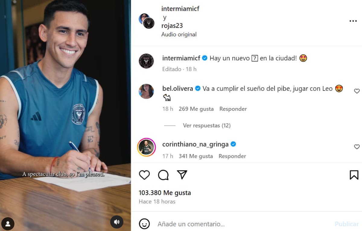 El entusiasmo de Matías Rojas. Foto: Instagram.