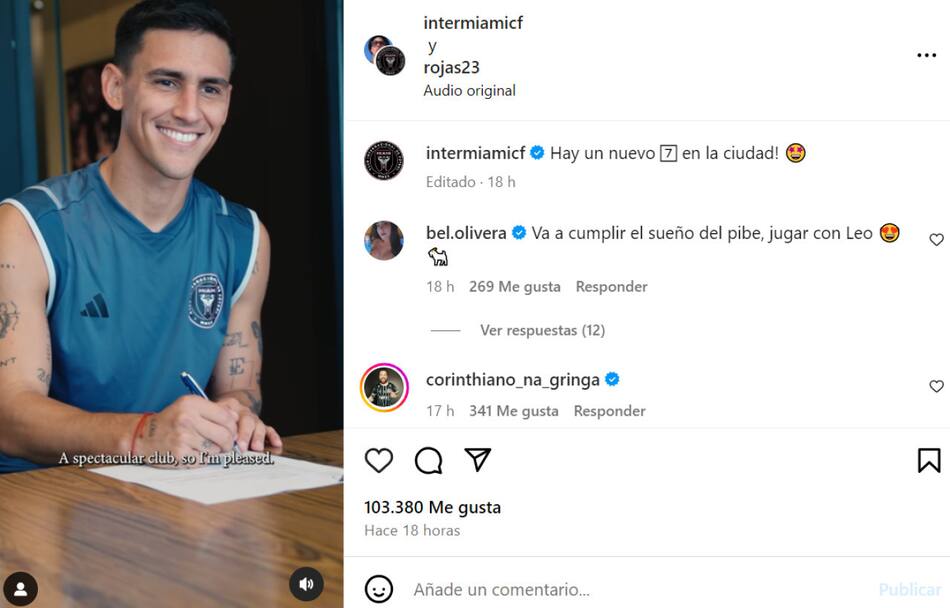 El entusiasmo de Matías Rojas. Foto: Instagram.