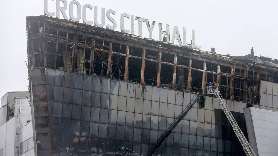 Así quedó el Crocus City Hall tras el atentado en Moscú. Foto: Reuters