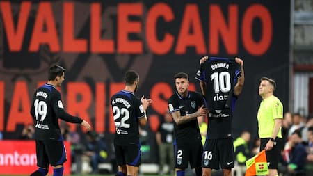 El festejo de Nahuel Molina; Rayo Vallecano vs. Atlético de Madrid. Foto: Reuters.