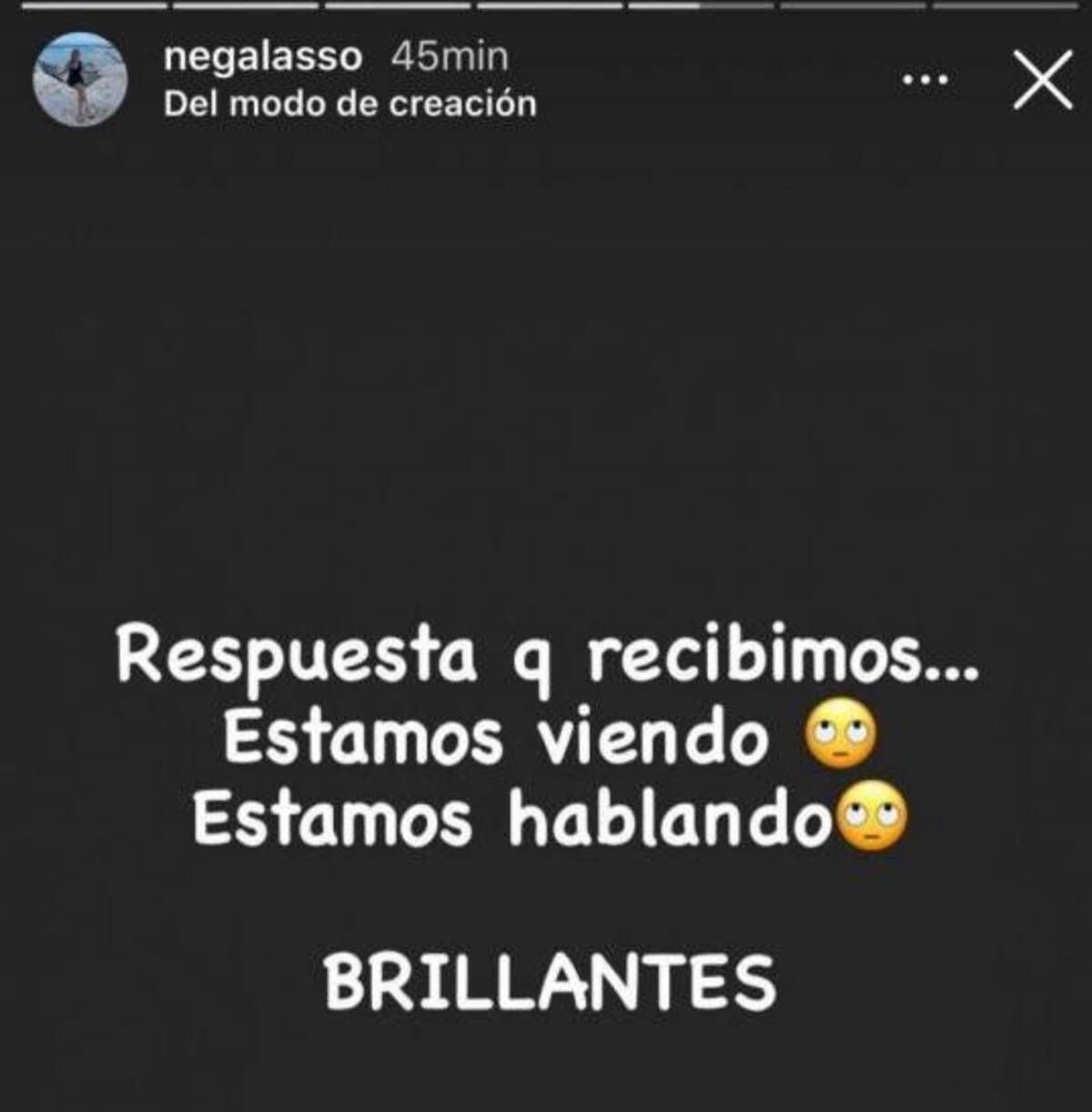Publicación en Instagram de esposa de Esteban Andrada, captura