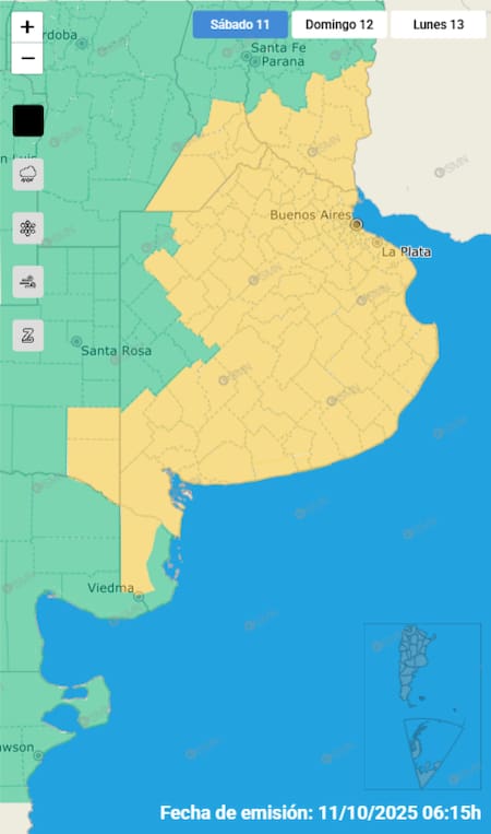 Alerta amarilla por tormentas sobre Buenos Aires.